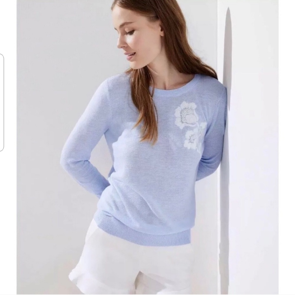 Antique blue embroidered sweater - Picture 4 of 4